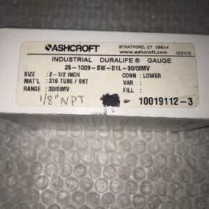 *New Ashcroft 25-1009-SW-01L-30/0IMV 316 Tube/SKT Industrial Duralife Gauge# - Image 2