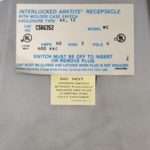 *PREOWNED* Crouse-Hinds Arktite CSR6352 Receptacle 600Vac 60A 4P 3W + Warranty! - Image 6