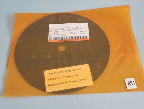 Asahi Repair Diaphragm 341 Valve 4" Idreco DWG S-9027 *NEW*WARRANTY* Main Image