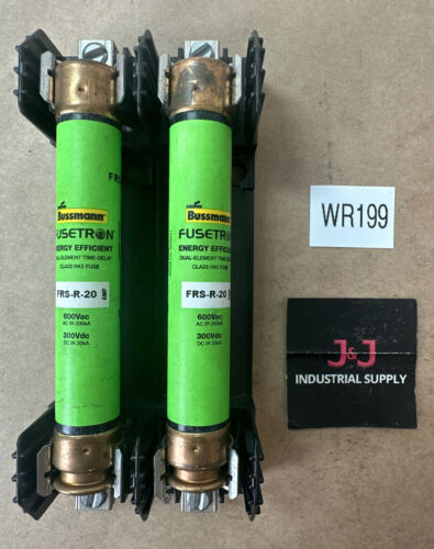 NEW NO BOX- Bussmann R60030-2CR Fuse Block R 600VAC 30A W/Buss Fusetron FRS-R-20 Main Image