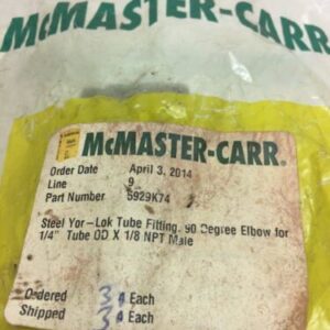 Mcmaster-Carr Steel Yor-Lok Tube Fitting, 90 Degree Elbow For 1/4” Tube Warran - Image 3