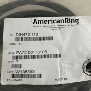 (10) American Ring DIN472-110 (7) In Sealed Bag,(3) In Sealed Bag Fast Shipping! - Image 3