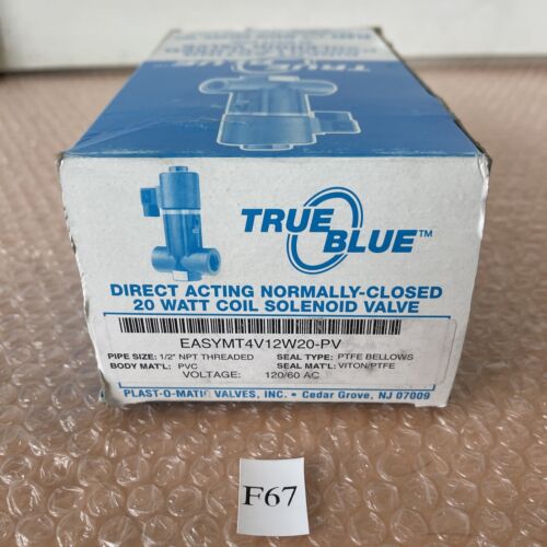 NEW W/BOX- Plast-O-Matic TrueBlue EASYMT4V12W20-PV 1/2β NPT PTFE 120/60AC πΊπΈ Main Image