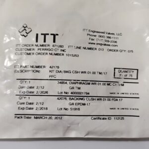 *BRAND NEW* ITT 42178 Bkg Csh Wr 1" TM/17 PFC Valve Diaphragm Kit + Warranty! - Image 2