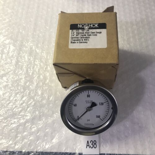 NEW IN BOX *NOSHOK 25-410-160-PSI ID NO:PI-5708 NPT 1/4” 2.5” STAINLESS STEEL* Main Image