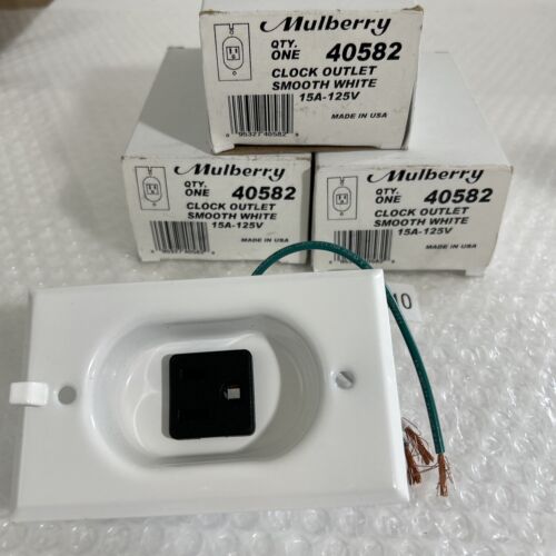 (3) Mulberry 40582 Clock / TV Outlet Smooth White 15A 125V NEW!!! in Box Main Image