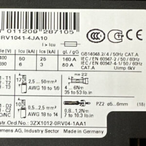 PREOWNED- Siemens 3RV1041-4JA10 Motor Protection Circuit Breaker 45-60A - Image 5