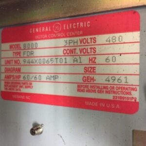 General Electric Motor Control Center Model 8000 480V *Fast Shipping* Warranty! - Image 3
