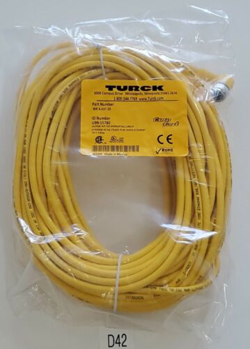 *NEW* TURCK ELEKTRONIK WK 4.43T-20 Eurofast Single End Cordset Right Angle 20M Main Image