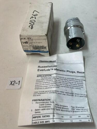 *NEW* Thomas Betts Russellstol 8013 Plug Ever-Lok 10A 600VAC,20A 250VAC WARRANTY Main Image
