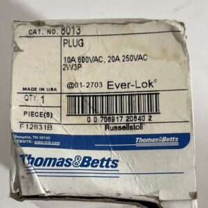 *NEW* Thomas Betts Russellstol 8013 Plug Ever-Lok 10A 600VAC,20A 250VAC WARRANTY - Image 6