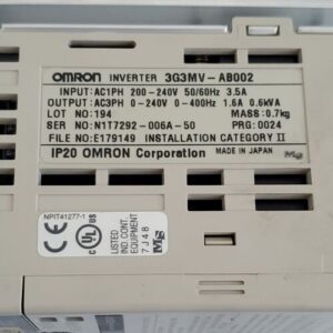 *PREOWNED* Omron 3G3MV-AB002 Sysdrive 3G3MV Inverter 200V 1-Phase + Warranty! - Image 9