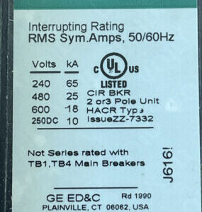 NEW- GE THED136100 Molded Case Circuit Breaker 3P 100A 600VAC TEDAHCQAAXXBXXX - Image 6