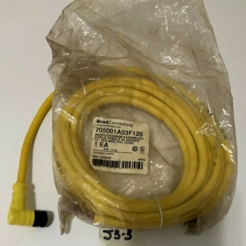 NEW WOODHEAD 705001A03F120 BRAD CONNECTIVITY CORDSET 5-POLE FEMALE 12’ Main Image