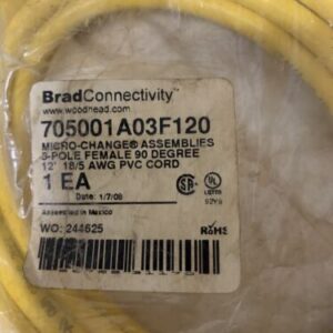 NEW WOODHEAD 705001A03F120 BRAD CONNECTIVITY CORDSET 5-POLE FEMALE 12’ - Image 2