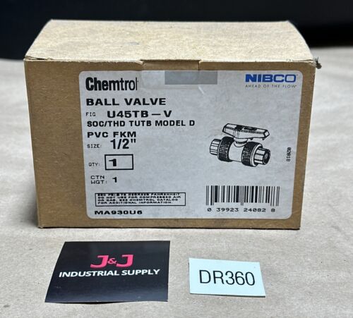 BRAND NEW - NIBCO Chemtrol Ball Valve U45TB-V SOC/THD TUTB Model D PVC FKM 1/2β Main Image