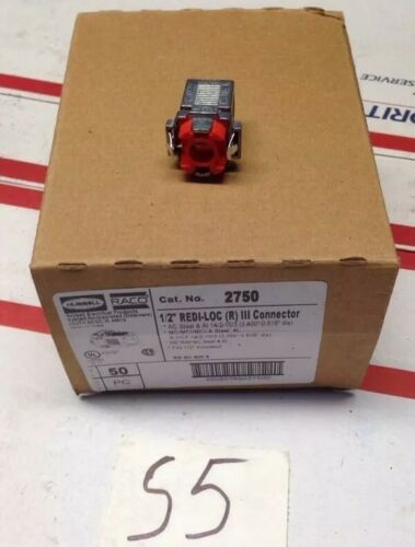 New Qty 50 Hubbell Raco 1/2" REDI-LOC III Connector Cat# 2750 Fast Shipping Main Image