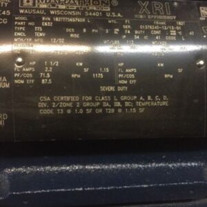 New Marathon Electric XRI Severe Duty 1.5 Hp Motor 182T 182TTTS6576DR L 460v - Image 2