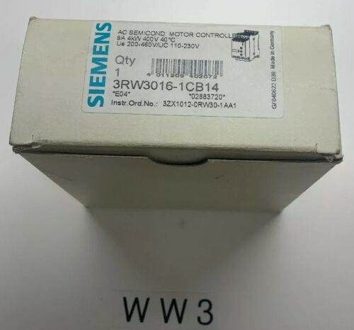 New Siemens 3RW3016-1CB14 Soft Starter S00 110-230V 9a 4kw 400v Warranty Main Image