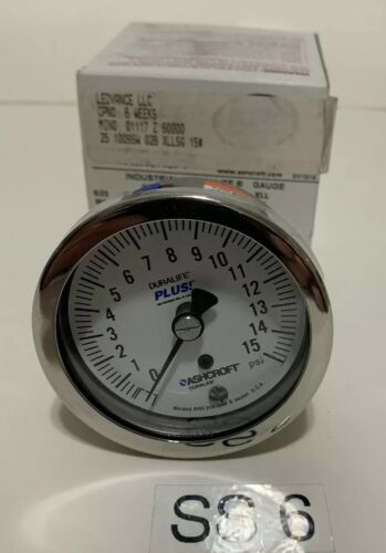 ASHCROFT 25 1009SW 02B 15# INDUSTRIAL DURALIFE GAUGE SIZE 2-1/2" FAST SHIPPING! Main Image