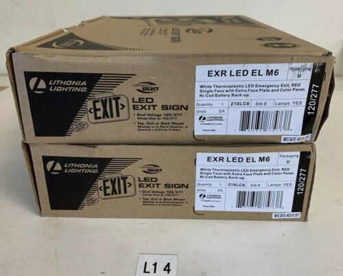 NIB LITHONIA LIGHTING EXR LED EL M6 EXIT SIGN (LOT OF 2) FAST SHIPPING! Main Image