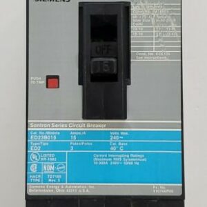 *PREOWNED* Siemens ED23B015 15 Amp 240V 3 Pole Circuit Breaker + Warranty! - Image 2