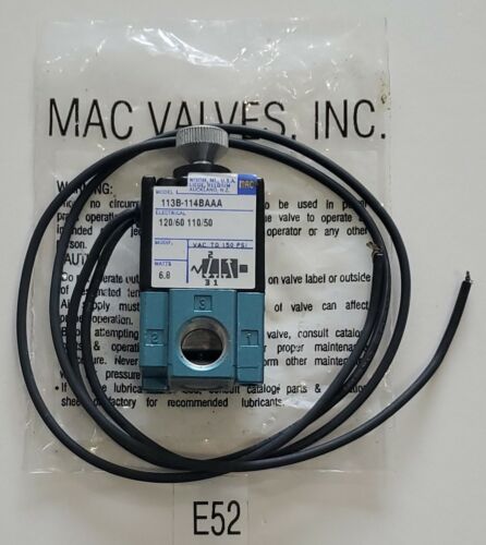 *NEW* Mac 113B-114BAAA Solenoid Valve 6.8 Watts 150 PSI 110/50 120/60 + Warranty Main Image