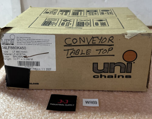 NEW OPEN BOX- Uni Chains 34LF880K450 LF-ACETAL Brown Table Top Conveyor 10’/3M Main Image