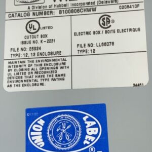 HUBBELL WIEGMANN Enclosure B100806CHWW FAST SHIPPING! - Image 2