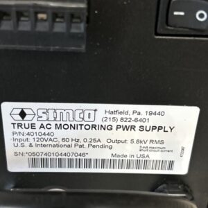 Simco True AC 4010440 AC Monitoring Power Supply Input 120VAC 0.25A Output 5.8KV - Image 3