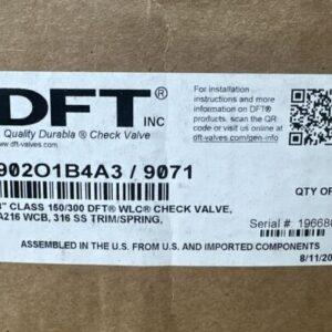 NEW OPEN BOX- DFT 9071 Check Valve Assembly 902O1B4A3 8” Class 150/300 DFT WLC - Image 2