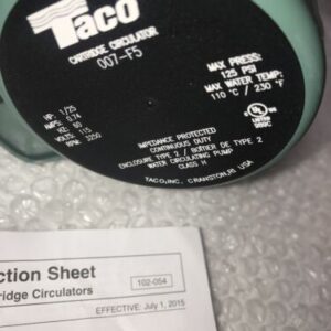 **Taco 007-FS Cast Iron Cartridge Circulator Pump 1/25 HP 115 Volts:# - Image 3