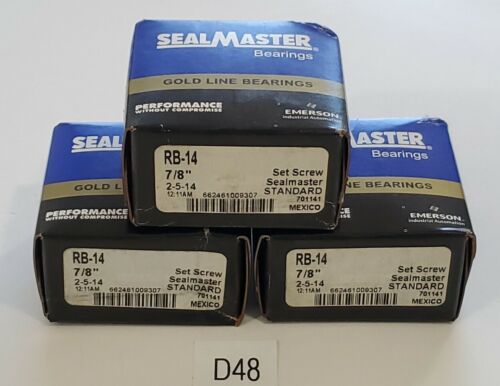 *NEW/SEALED* LOT OF 3 SEAL MASTER RB-14 7/8" BORE BALL INSERT BEARING + WARRANTY Main Image