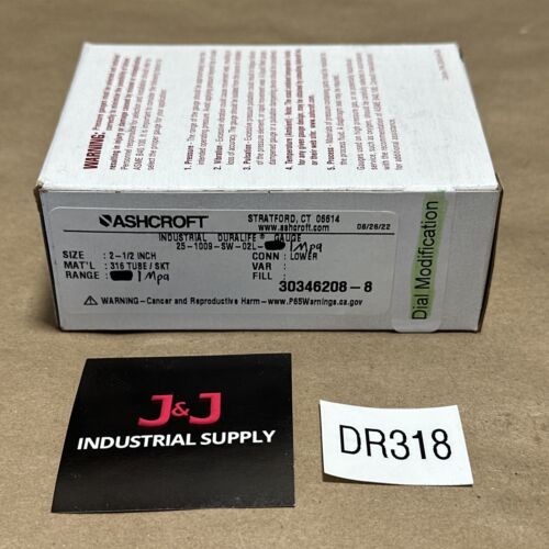 NEW IN BOX- Ashcroft 25-1009-SW-02L-1MPA Industrial Duralife Gauge 0-1MPa 2.5β Main Image