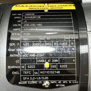 NEW - Baldor Industrial Motor VM3538 1/2Hp 208-230/460V 1720RPM SerF. 1.25 🇺🇸 - Image 2