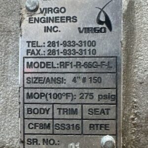 NEW NO BOX- Virgo Engineers Actuated Ball Valve RF1-R-66G-F-L 4β #150 275PSIG - Image 2