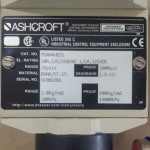 *NEW* Ashcroft PDAN4HB25 Differential Pressure Switch 10A 125/250Vac + Warranty! - Image 3
