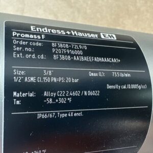 NEW- Endress Hauser Promass F 300 Coriolis Flow Meter 8F3B08-72L9/0 || FAST SHIP - Image 6