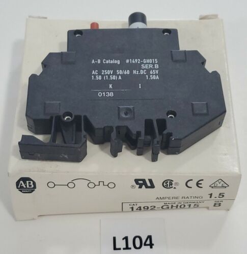 *NEW* Allen-Bradley 1492-GH015 Ser B High Density Circuit Breaker 1.5A +Warranty Main Image