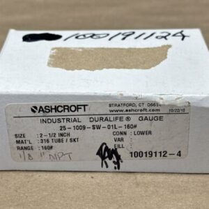NEW OPEN BOX- Ashcroft Industrial Duralife Gauge 25-1009-SW-01L-160# 2.5β 160PSI - Image 2