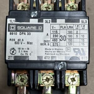NEW - Square D 8910DPA33V02 30A 120V 3-Pole 3-Phase Definite Purpose Contactor - Image 7