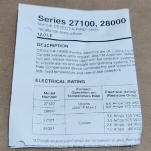 *NEW* Kidde Fenwal 12-E27121-000-02 140F Vertical Detect-A-Fire Unit + Warranty! - Image 5
