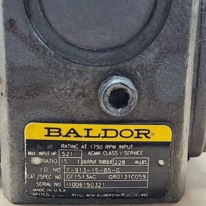 *PREOWNED* Baldor GF1513AG Speed Reducer 15:1 Ratio .521Hp 228In-Lbs + Warranty! - Image 9