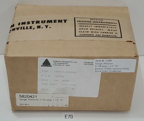 *NEW* Anderson EA071010041441 Pressure Gauge 0-100 Psig 1-½" TC 316SS + Warranty Main Image