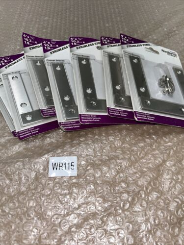 (7) National Hardware Flat Corner Brace, Stainless Steel4" x 3/4" N348-342 Main Image