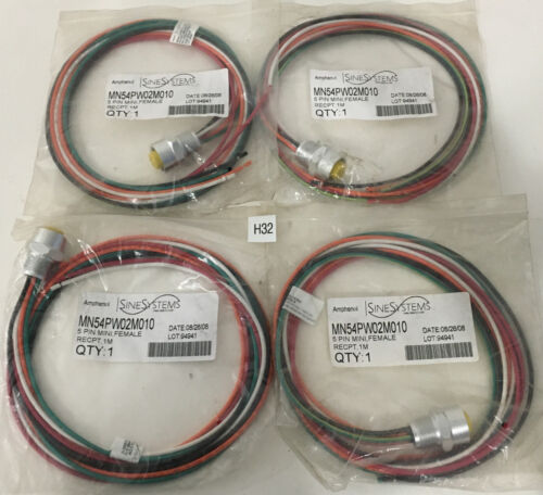 *Lot Of 4* SineSystems MN54PW02M010 5 PIN Mini Female Amphenol + *Warranty* Main Image
