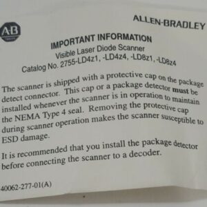 *NEW* Allen Bradley 2755-LD8B1 /A Laser Barcode Scanner Head & Cords + Warranty! - Image 8
