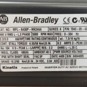 *PREOWNED* Allen-Bradley MPL-B430P-MK24AA Inverter Duty Servo Motor + Warranty! - Image 9