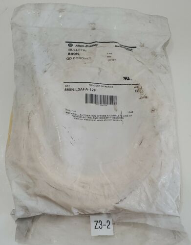 *NEW SEALED* Allen-Bradley 889N-L3AFA-12F 3 Pin Mini Right Angle 12ft + Warranty Main Image