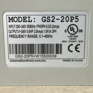 Automation Direct AC Drive GS2-20P5 0.5Hp 230V 3~Phase | FAST SHIPPED + WARRANTY - Image 2